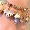CHARM IT! Gold Pink Multi Rhinestone Bracelet /Taşlı Bilezik - CIB934 - 794187092032