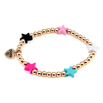 Charm it -  Gold Multi Star Stretch Bead Bracelet /Genişleyen Boncuk Bilezik