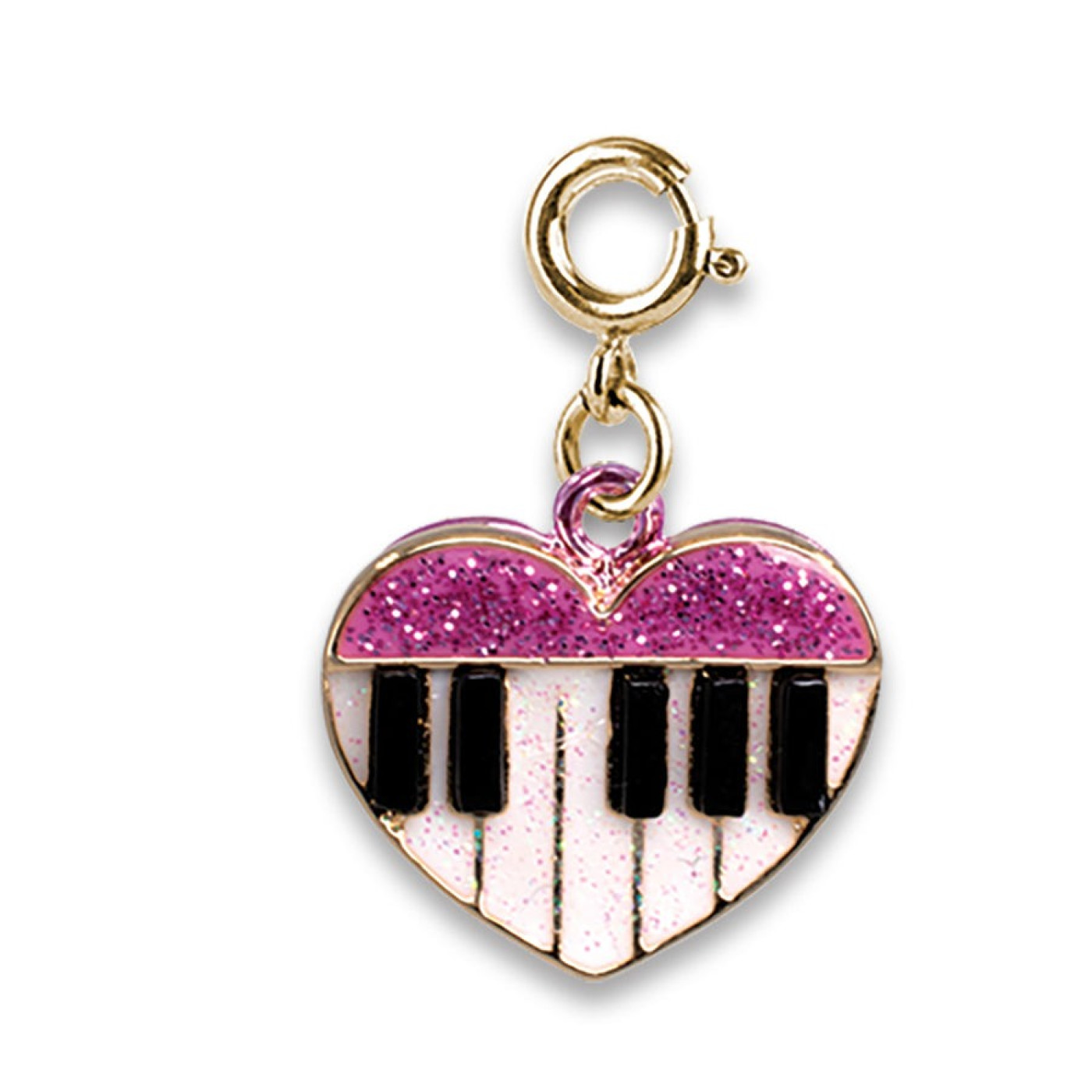 Gold Glitter Piano Heart Charm - CICC1486 - 794187094579