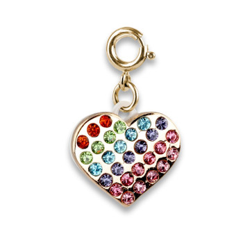Charm it - Gold Rainbow Sparkle Heart Charm