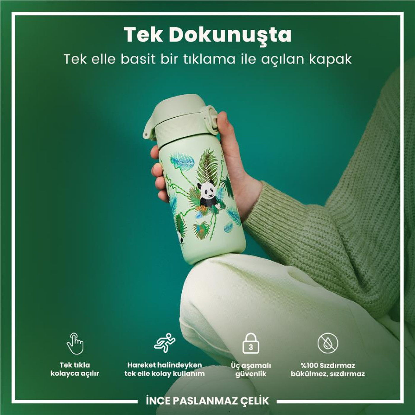 ION8 ION8 - Paslanmaz Çelik Çocuk Suluk - Panda - 400 ml - Sızdırmaz - 1.390,00TL TL - Kiki's Corner ION8 ION8 - Paslanmaz Çelik Çocuk Suluk - Panda - 400 ml - Sızdırmaz - Termos Görseli