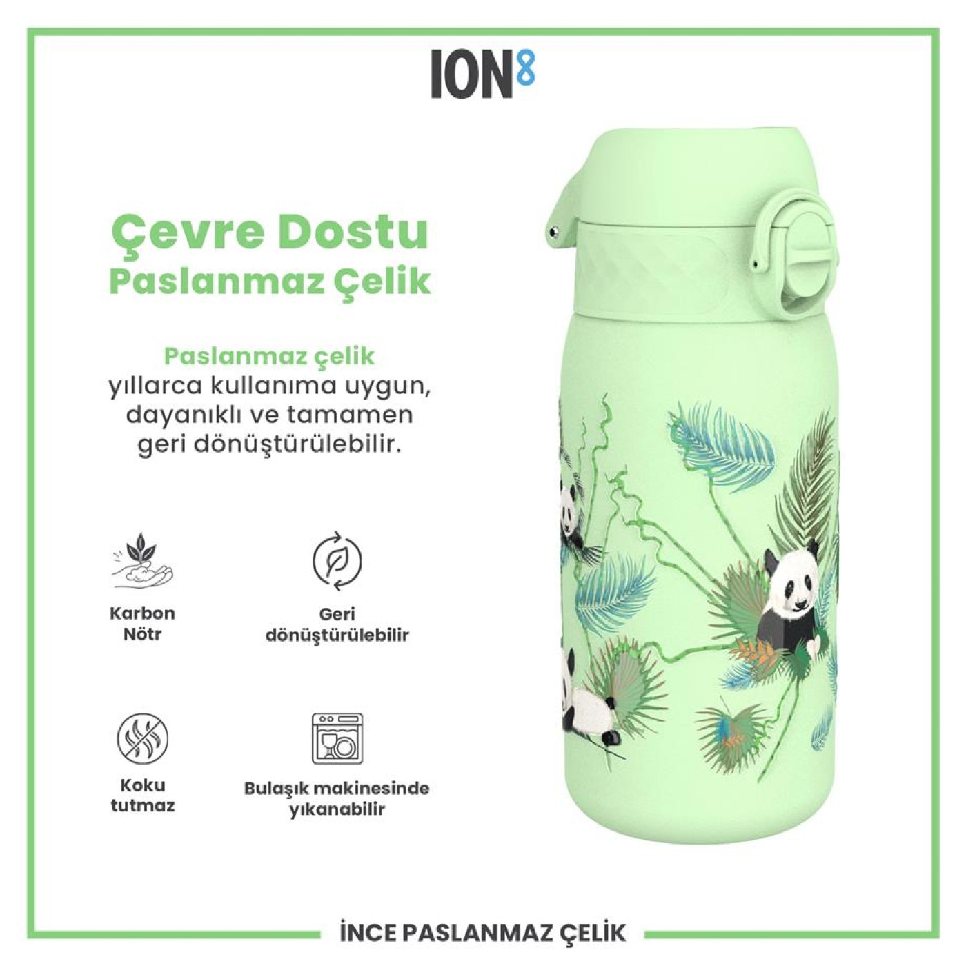 ION8 ION8 - Paslanmaz Çelik Çocuk Suluk - Panda - 400 ml - Sızdırmaz - 1.390,00TL TL - Kiki's Corner ION8 ION8 - Paslanmaz Çelik Çocuk Suluk - Panda - 400 ml - Sızdırmaz - Termos Görseli