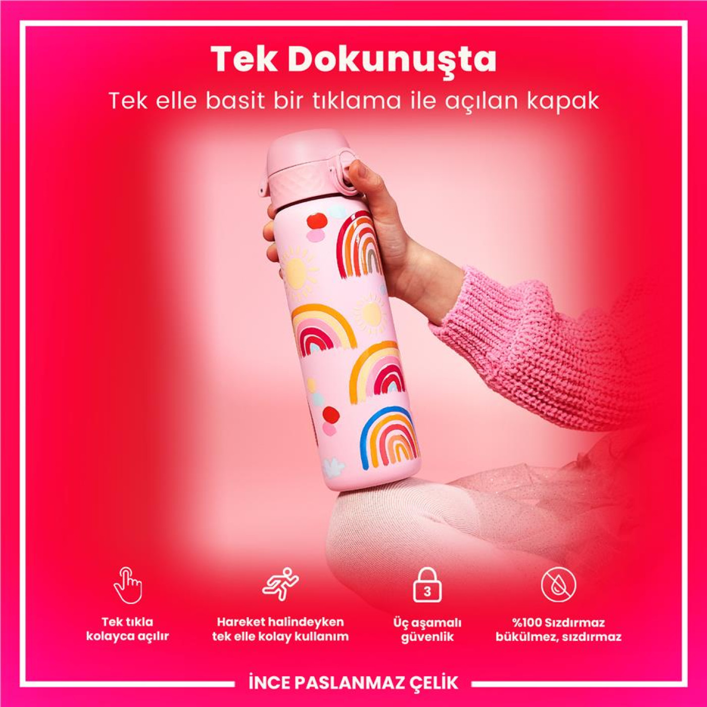 ION8 ION8 - Paslanmaz Çelik İnce Suluk - Gökkuşağı - 600 ml - Sızdırmaz - 1.390,00TL TL - Kiki's Corner ION8 ION8 - Paslanmaz Çelik İnce Suluk - Gökkuşağı - 600 ml - Sızdırmaz - Termos Görseli