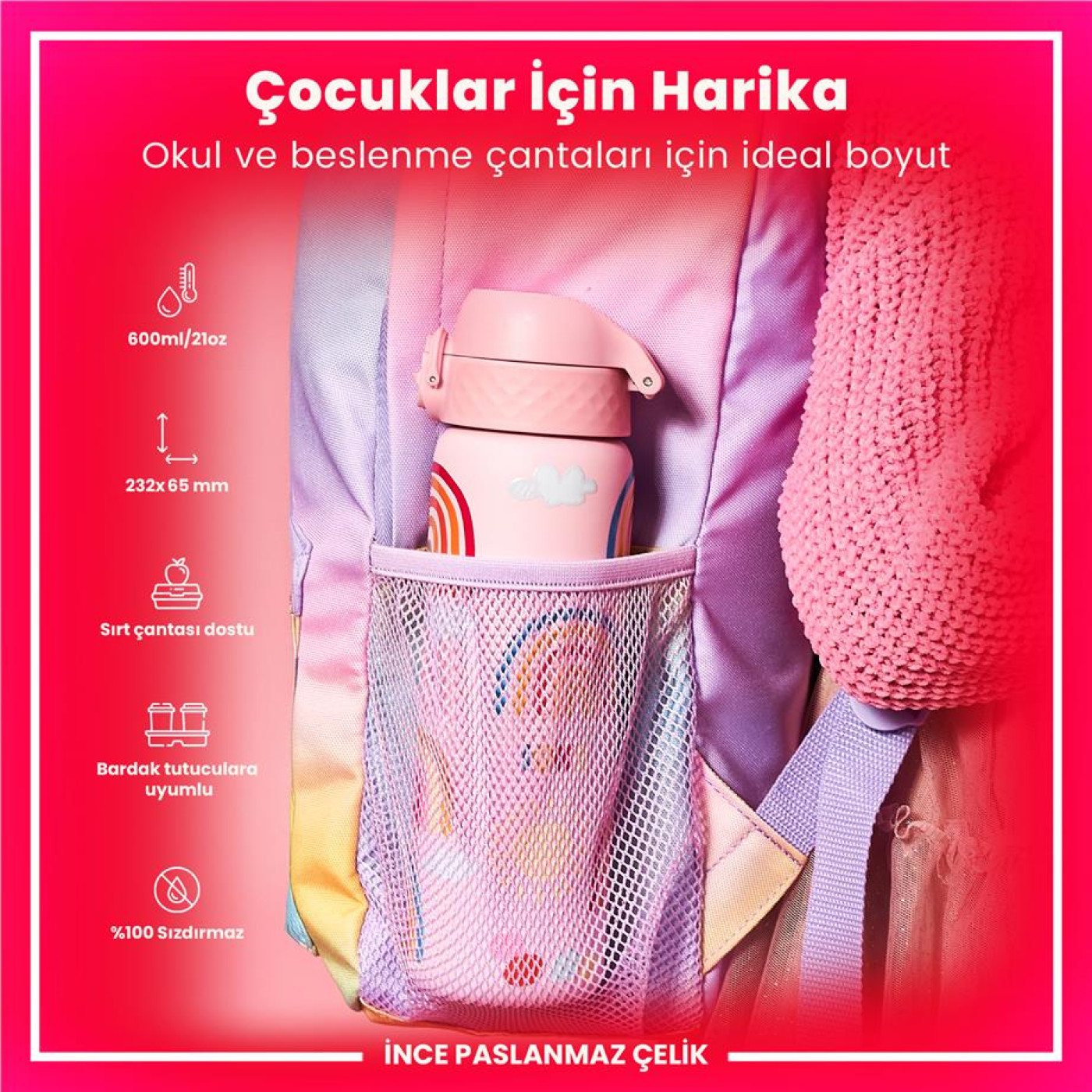 ION8 ION8 - Paslanmaz Çelik İnce Suluk - Gökkuşağı - 600 ml - Sızdırmaz - 1.390,00TL TL - Kiki's Corner ION8 ION8 - Paslanmaz Çelik İnce Suluk - Gökkuşağı - 600 ml - Sızdırmaz - Termos Görseli