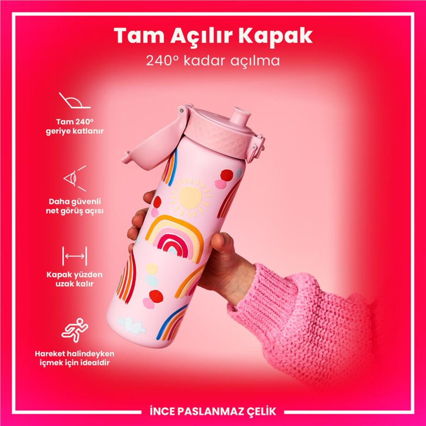 ION8 ION8 - Paslanmaz Çelik İnce Suluk - Gökkuşağı - 600 ml - Sızdırmaz - 1.390,00TL TL - Kiki's Corner ION8 ION8 - Paslanmaz Çelik İnce Suluk - Gökkuşağı - 600 ml - Sızdırmaz - Termos Görseli