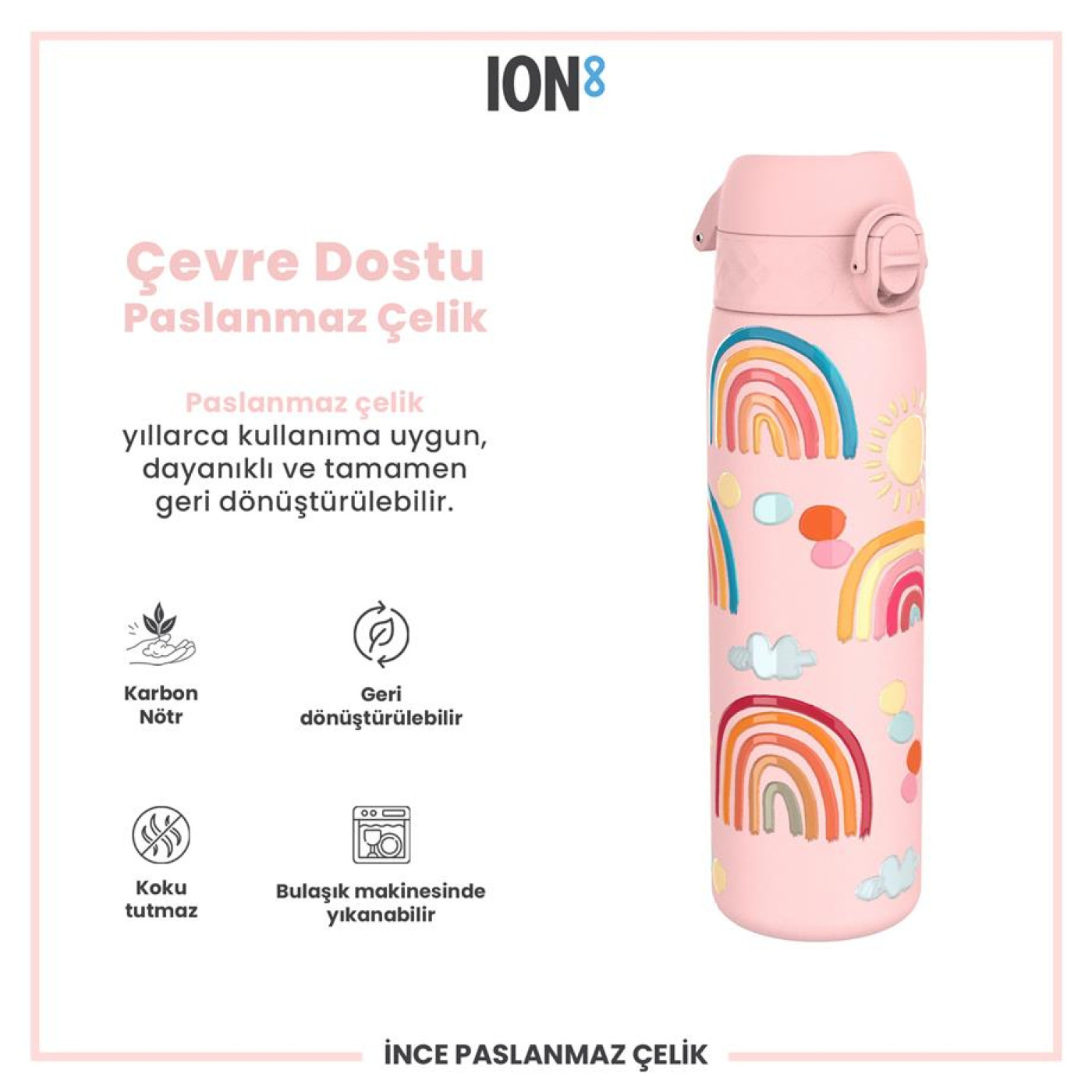 ION8 ION8 - Paslanmaz Çelik İnce Suluk - Gökkuşağı - 600 ml - Sızdırmaz - 1.390,00TL TL - Kiki's Corner ION8 ION8 - Paslanmaz Çelik İnce Suluk - Gökkuşağı - 600 ml - Sızdırmaz - Termos Görseli