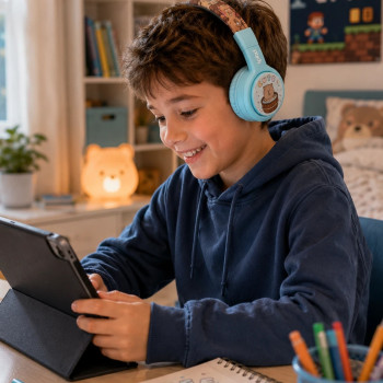 iPixi - Sevimli Arkadaşlar Çocuk Bluetooth Mavi Kulaklıklar