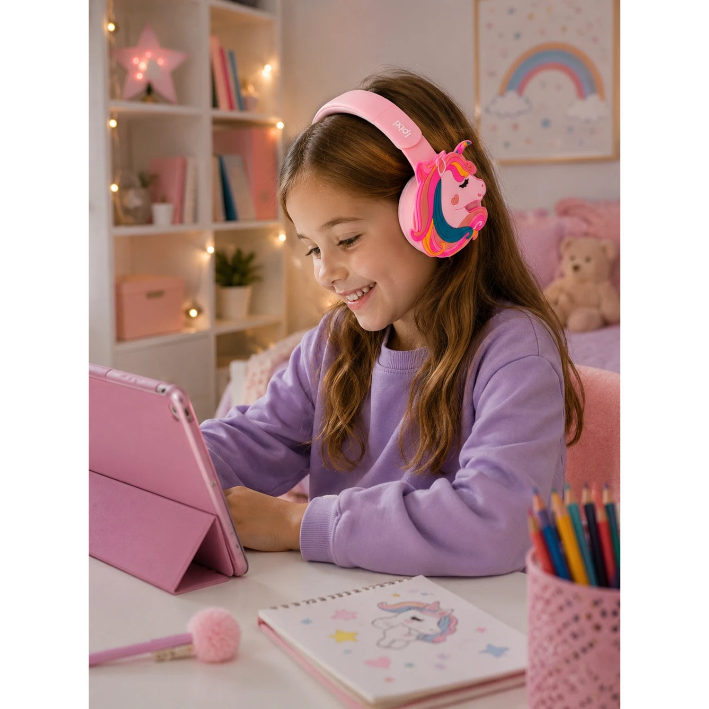 iPixi - TK-688D Unicorn Çocuk Bluetooth Pembe Kulaklık