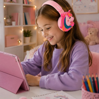 iPixi - TK-688D Unicorn Çocuk Bluetooth Pembe Kulaklık