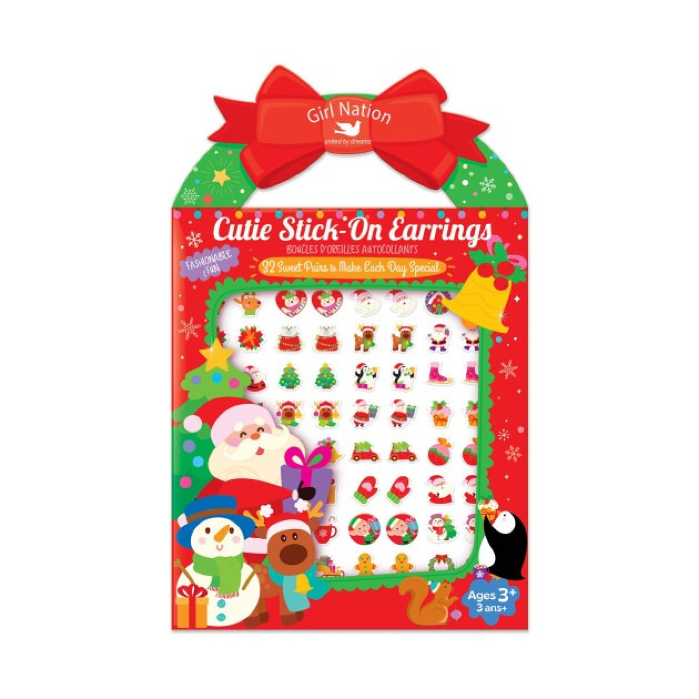 Cutie Stick-on Earrings- Holly Jolly - J1049 - 691835814216