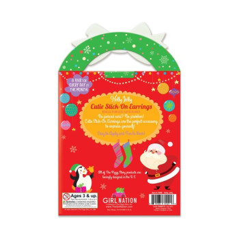 Girl Nation - Cutie Stick-On Earrings- Holly Jolly