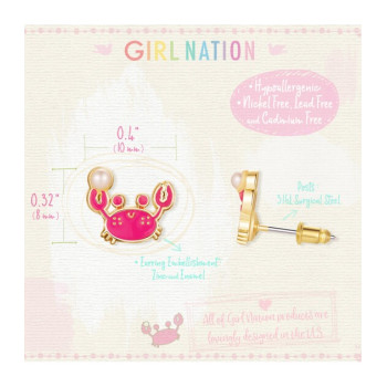 Cutie Studs- Happy Crab