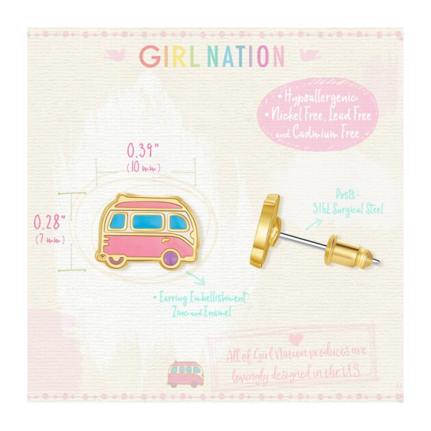 Cutie Studs- Happy Camper - J451s - 8690000000111