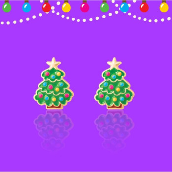 Girl Nation - Holiday Studs- Happy Christmas Tree Girl Nation - Holiday Studs- Happy Christmas Tree