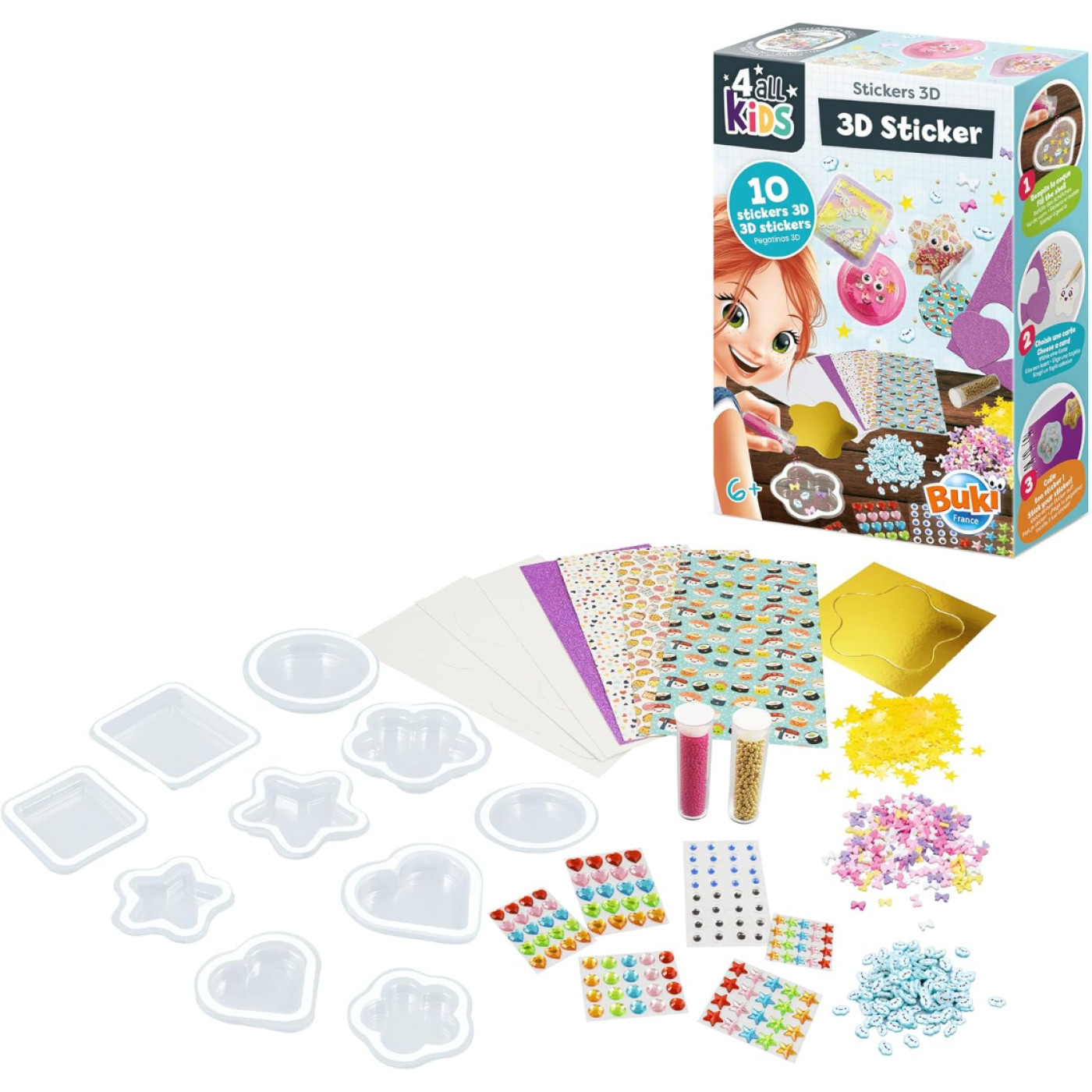 Buki Buki - Set of 10 Kawaii 3D Stickers for Children - 1.099,90TL TL - Kiki's Corner Buki Buki - Set of 10 Kawaii 3D Stickers for Children - El İşi ve Tasarım Aktiviteleri Görseli