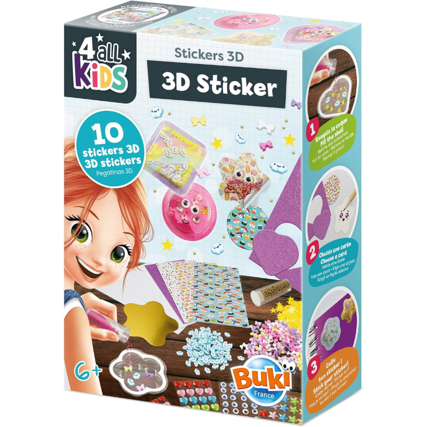 Buki Buki - Set of 10 Kawaii 3D Stickers for Children - 1.099,90TL TL - Kiki's Corner Buki Buki - Set of 10 Kawaii 3D Stickers for Children - El İşi ve Tasarım Aktiviteleri Görseli