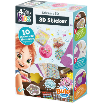 Buk - Set of 10 Kawaii 3D Stickers for Children