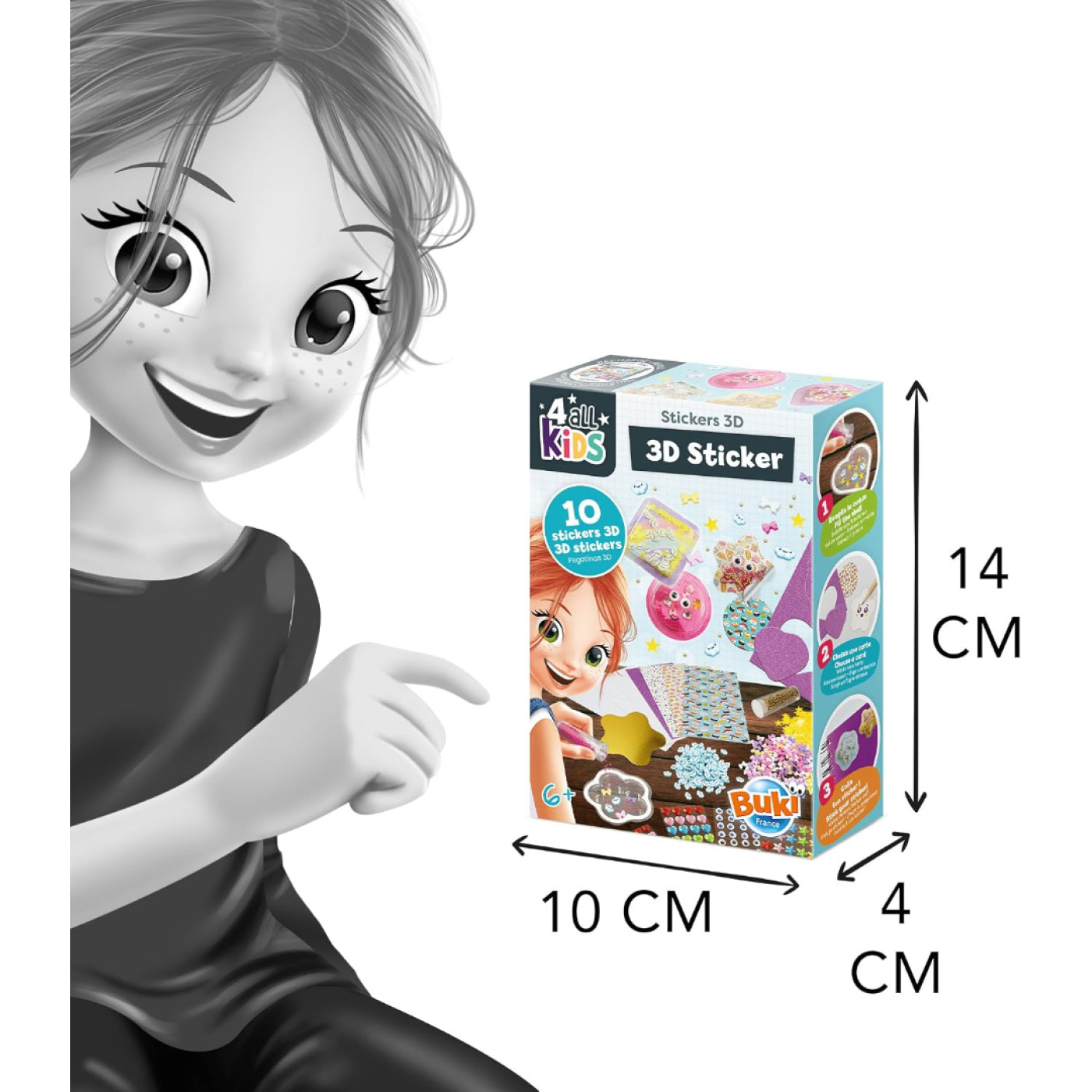 Buki Buki - Set of 10 Kawaii 3D Stickers for Children - 1.099,90TL TL - Kiki's Corner Buki Buki - Set of 10 Kawaii 3D Stickers for Children - El İşi ve Tasarım Aktiviteleri Görseli