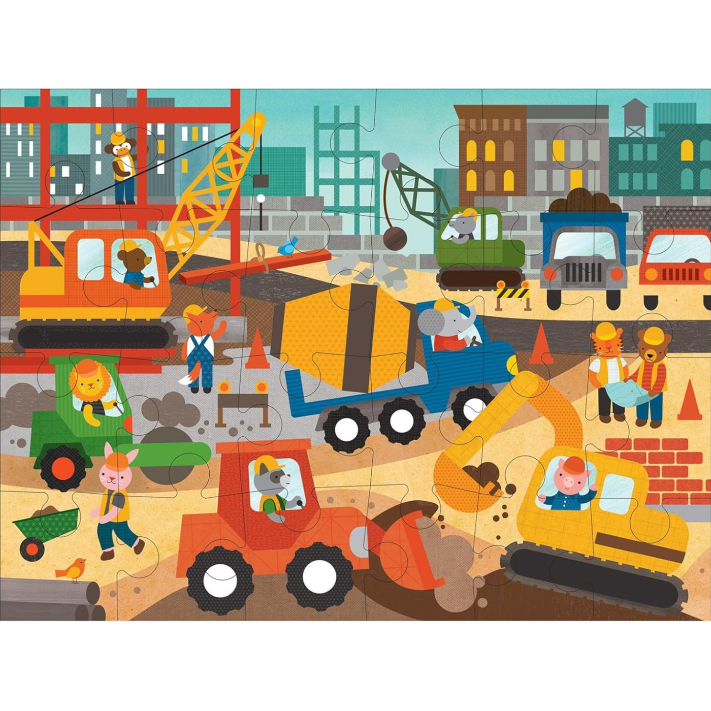 Petit Collage 24 Parçalı Yer Yapbozu - Construction Site - PTC096 - 736313543308