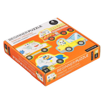 Petit Collective - Petit Collage 4 İn 1 Başlangıç Yapbozu - Rescue Vehicles