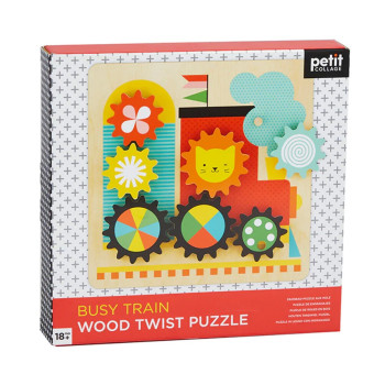 Petit Collage Hareketli Ahşap Yapboz - Busy Train