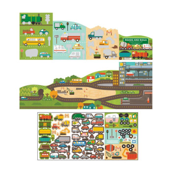 Petit Collage Çıkartma Aktivite Seti - Roads And Rails Petit Collage Çıkartma Aktivite Seti - Roads And Rails